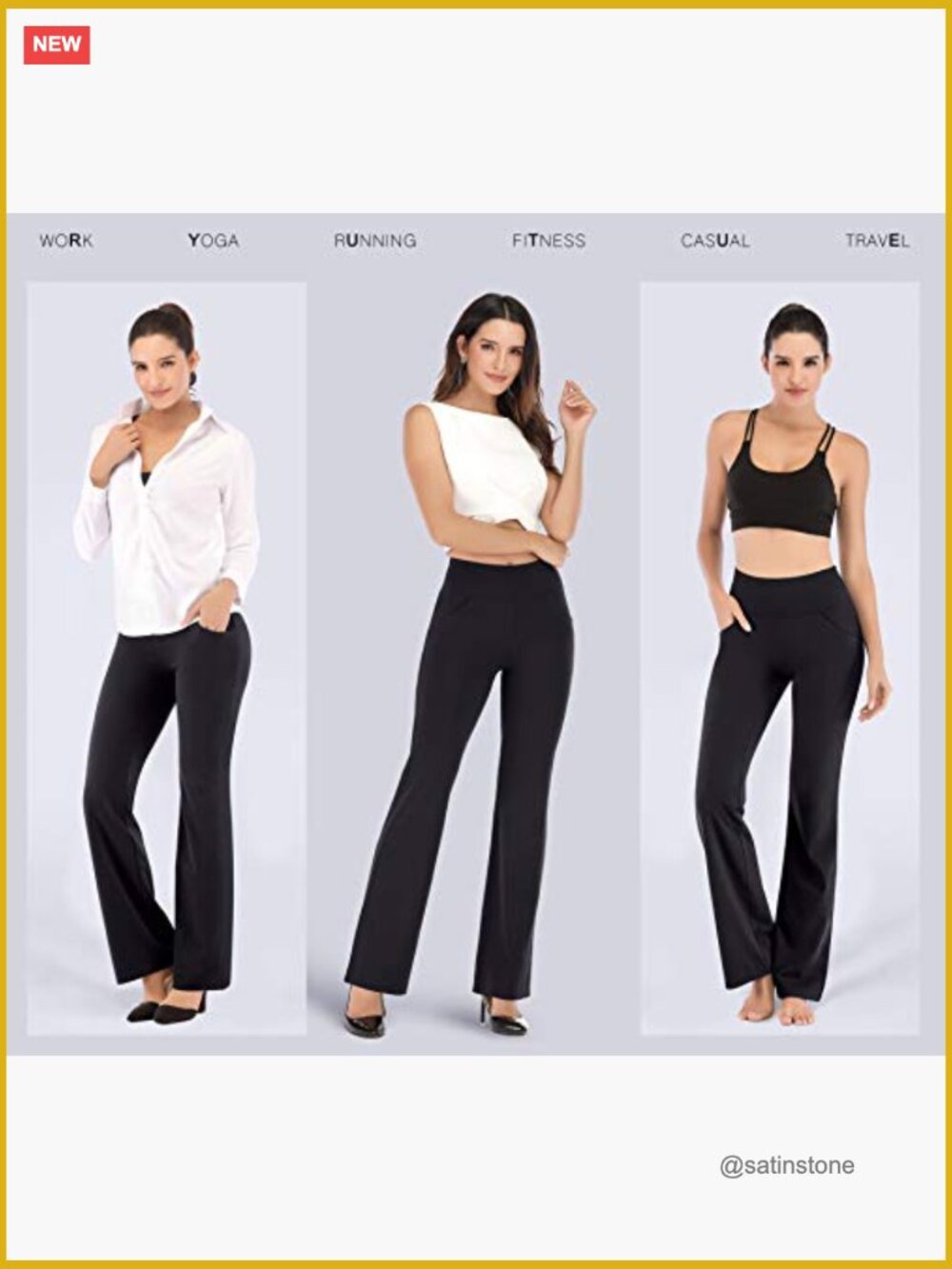High Waisted Bootcut Yoga Pants with Pockets Stretchy Work Pants - Picture 7 of 7